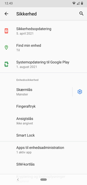 Vælg SIM-kortlås