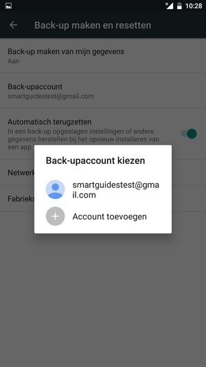 Selecteer uw back-up-account