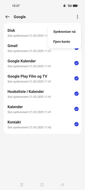 Velg Synkroniser nå