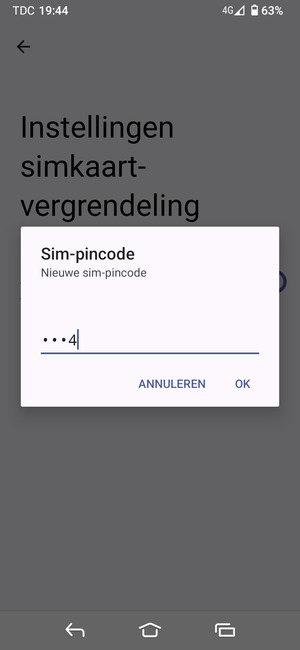 Voer uw Nieuwe sim-pincode in en selecteer OK