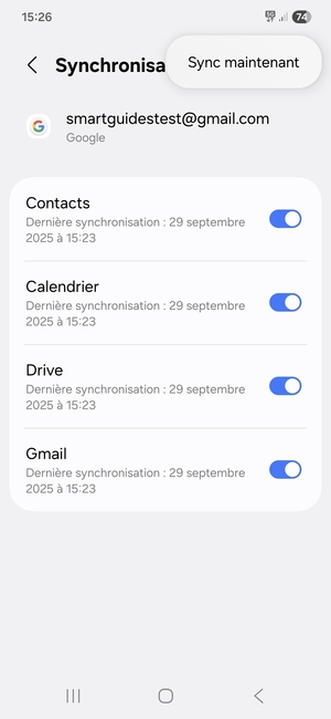 Sélectionnez Sync maintenant