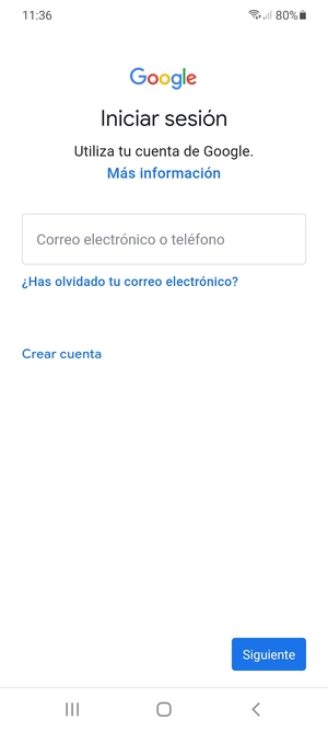 Introduzca su dirección de Gmail y seleccione Siguiente