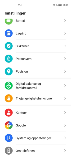 Bla til og velg Kontoer