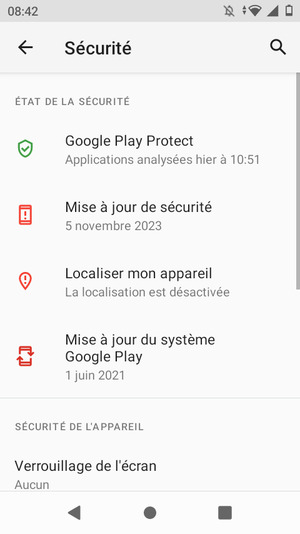 Sélectionnez Verrouillage de l'écran