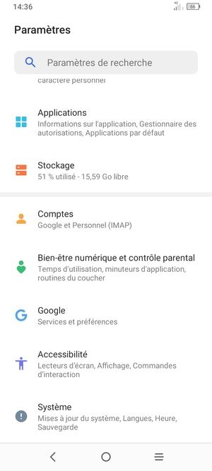 Faites défiler et sélectionnez Système
