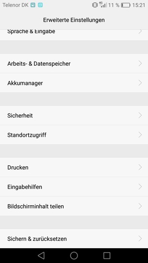 Scrollen Sie und wählen Sie Sichern & zurücksetzen
