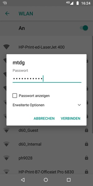 Geben Sie das WLAN-Passwort ein und wählen Sie VERBINDEN