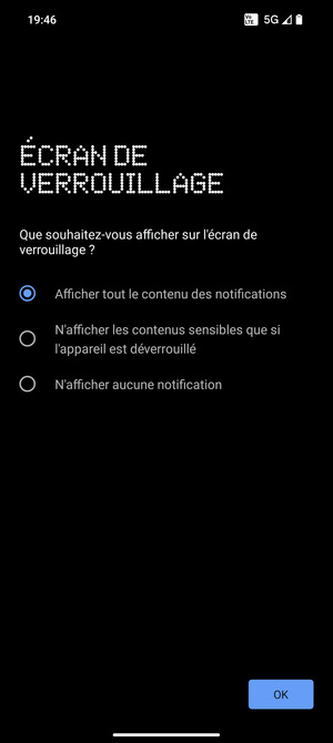 Sélectionnez votre option préférée et sélectionnez OK