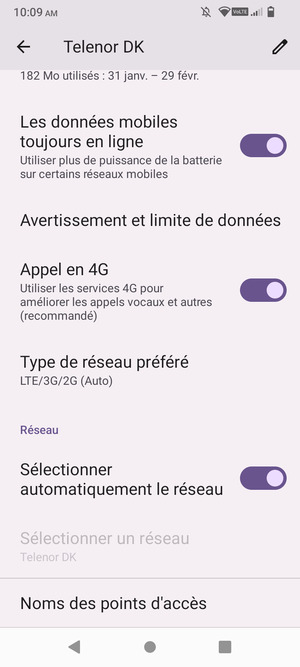 Faites défiler et sélectionnez Noms des points d'accès