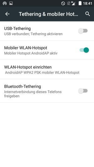 Ihr Handy ist jetzt für die Verwendung als Modem eingerichtet