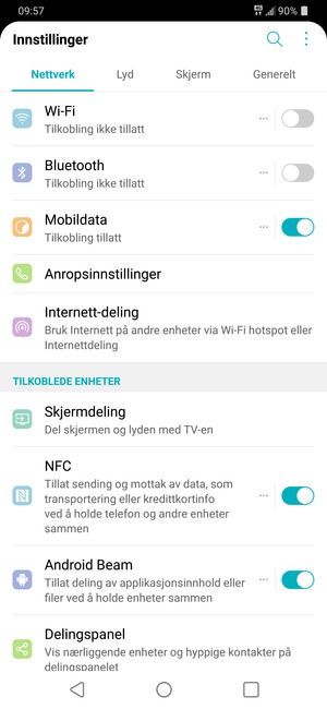 Velg Nettverk og Wi-Fi