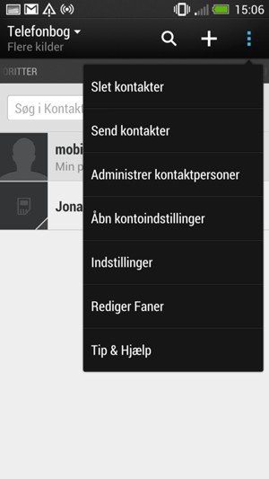 Vælg Administrer kontaktpersoner
