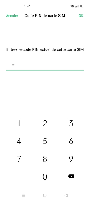 Saisissez votre code PIN actuel de cette carte SIM et sélectionnez OK