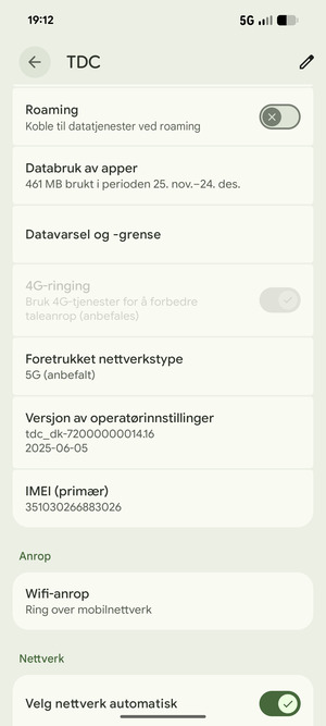 Bla til og velg Foretrukket nettverkstype