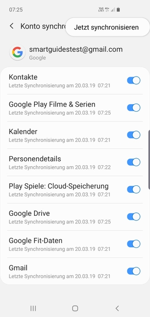 Wählen Sie Jetzt synchronisieren