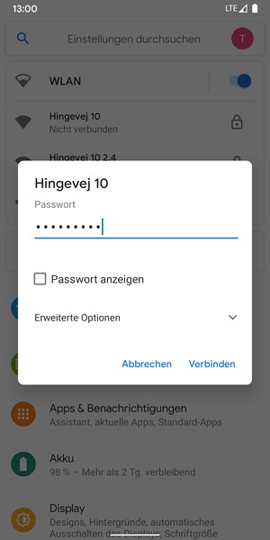 Geben Sie das WLAN-Passwort ein und wählen Sie Verbinden