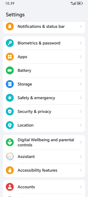 Scroll to and select Security & privacy