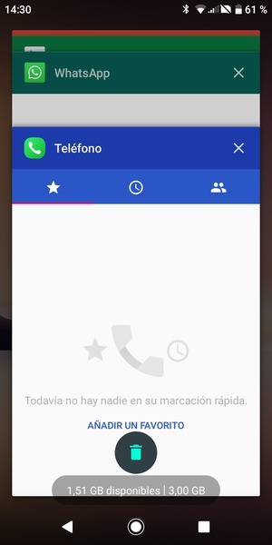 Seleccione el icono Eliminar para cerrar todas las aplicaciones en ejecución