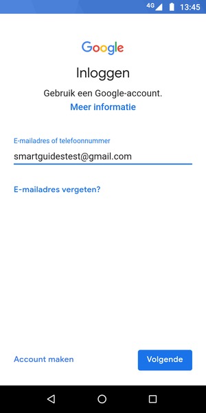Voer uw Gmail adres in en selecteer Volgende