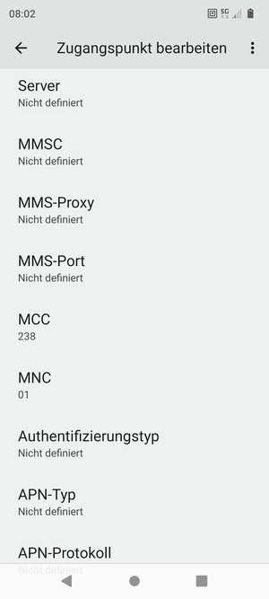 Scrollen Sie nach unten und geben Sie MMS-Informationen ein
