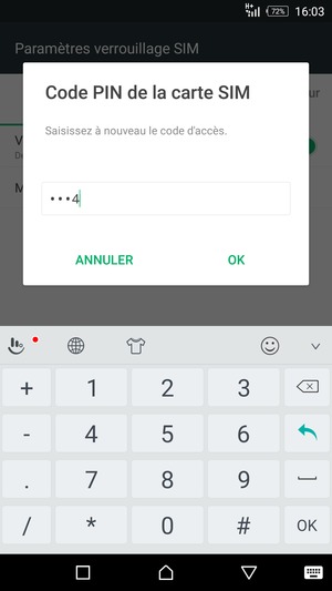 Veuillez confirmer votre nouveau code PIN et sélectionner OK