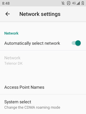 Scroll to and select Access Point Names