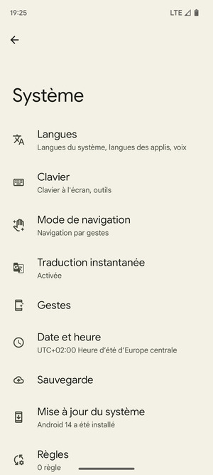 Sélectionnez Sauvegarde