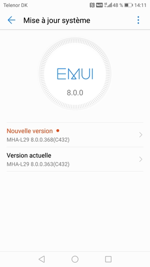Si votre téléphone n'est pas à jour, suivez les instructions à l'écran.