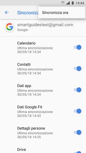 Seleziona Sincronizza ora