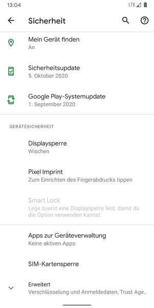 Scrollen Sie und wählen Sie SIM-Kartensperre