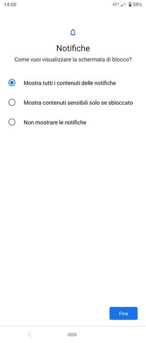 Seleziona la tua opzione preferita e poi Fine