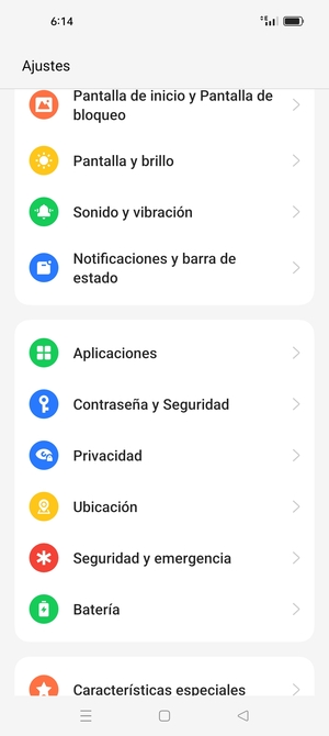 Desplácese y seleccione Contraseña y Seguridad