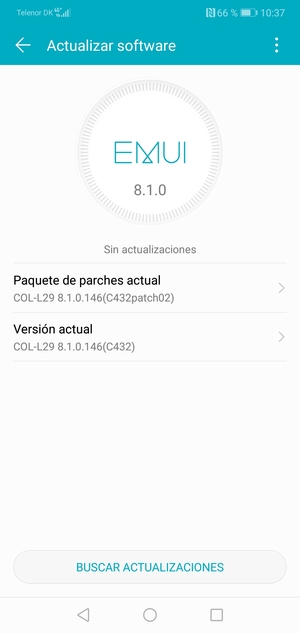 Si su teléfono está actualizado, verá la siguiente pantalla