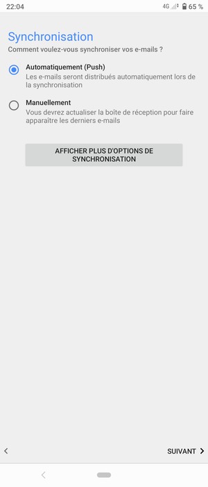 Sélectionnez votre option préférée et sélectionnez SUIVANT