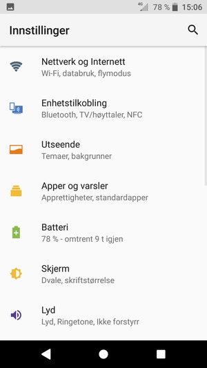 Velg Nettverk og Internett