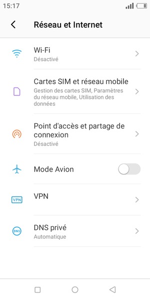 Sélectionnez Point d'accès et partage de connexion