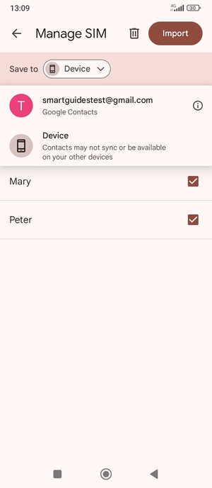 Select your Google account