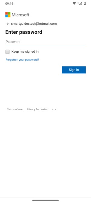Enter your password and select Sign in