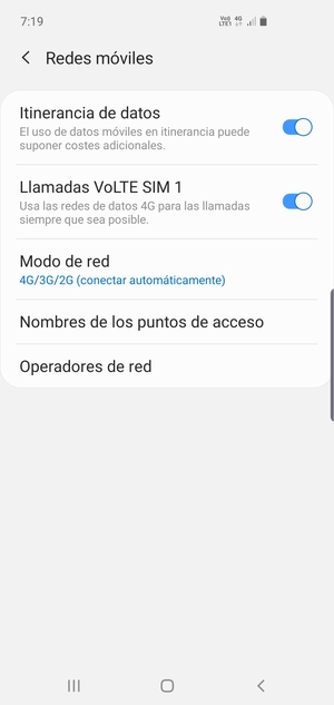Activar o desactivar Itinerancia de datos