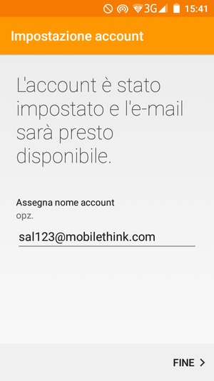 Scegli un nome per il tuo account e seleziona FINE