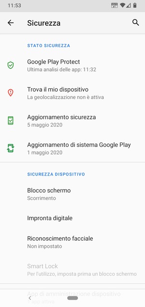 Seleziona Blocco schermo