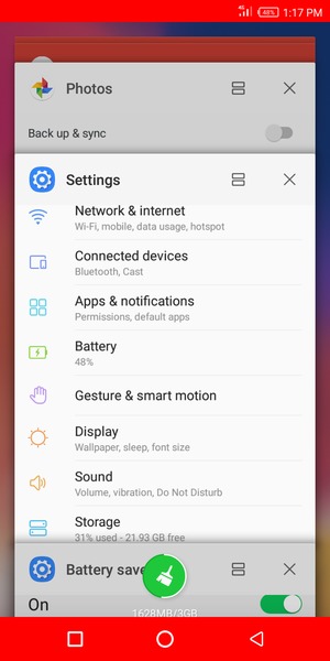 Select the Delete icon to close all running apps