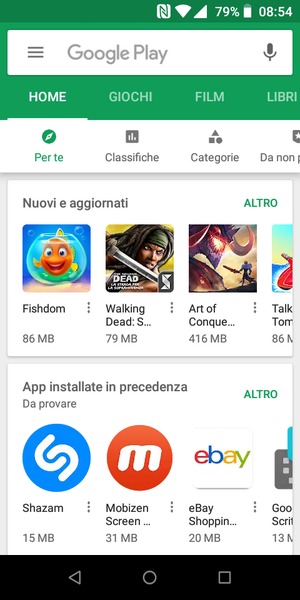 Seleziona la barra di ricerca