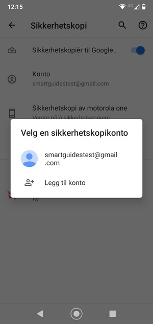 Velg sikkerhetskopi-kontoen din