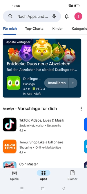 Wählen Sie die Suchleiste