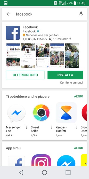 Seleziona l'applicazione