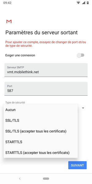 Sélectionnez Aucun puis SUIVANT