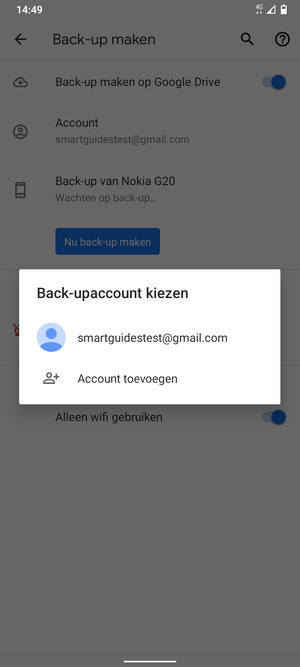 Selecteer uw back-up-account