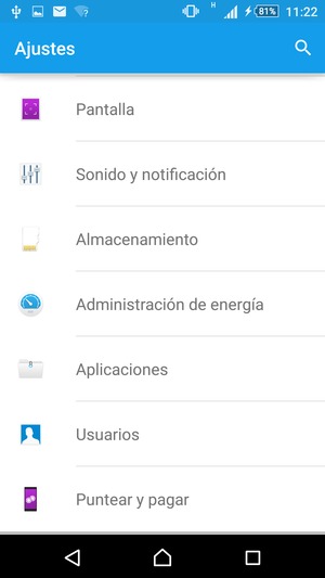 Vuelva al menú Ajustes y seleccione Administración de energía