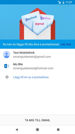 Välj TA MIG TILL GMAIL